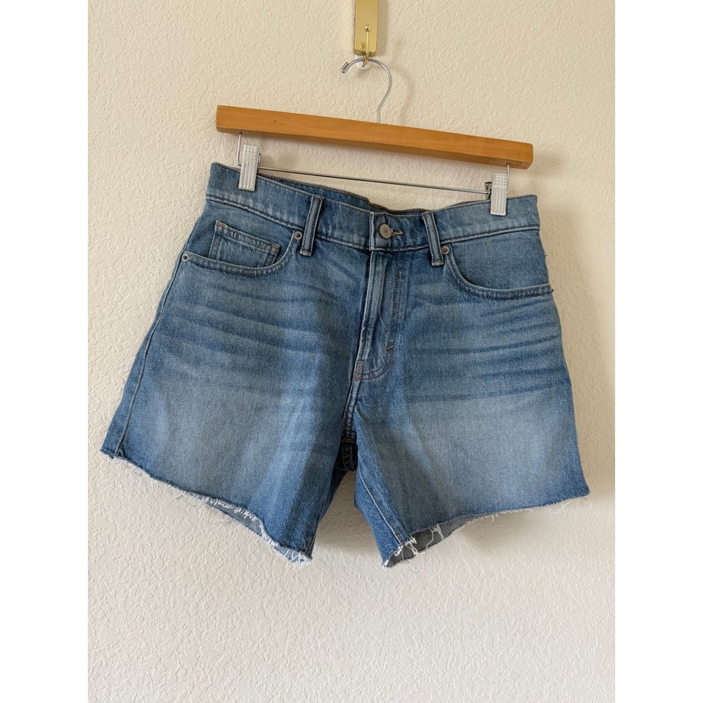 Lucky Brand 90s Midi Short Womens Blue Denim Raw Hem High Rise Jean Shorts 4/27